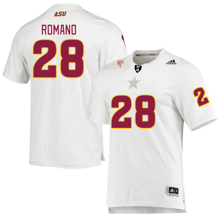 Men #28 Tommy Romano Arizona State Sun Devils College Football Jerseys Stitched Sale-White - Click Image to Close